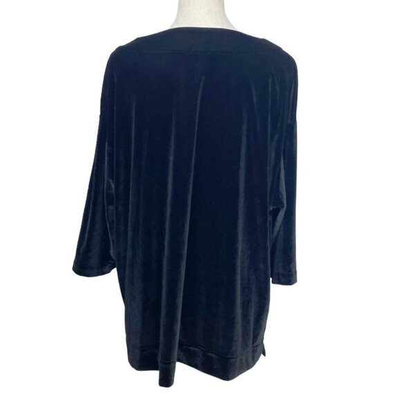 BRYN WALKER AIDA BLACK VELVET SHORT SLEEVE TUNIC SHIRT TOP - XS - Picture 5 of 10